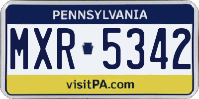 PA license plate MXR5342