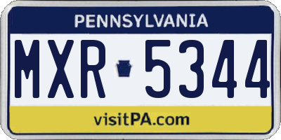 PA license plate MXR5344
