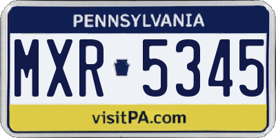 PA license plate MXR5345