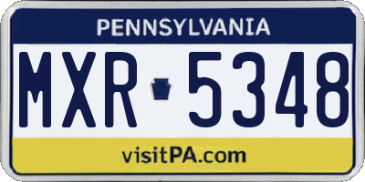 PA license plate MXR5348