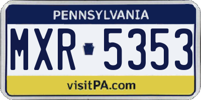 PA license plate MXR5353