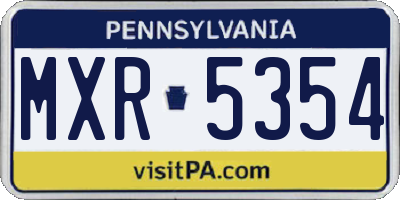 PA license plate MXR5354