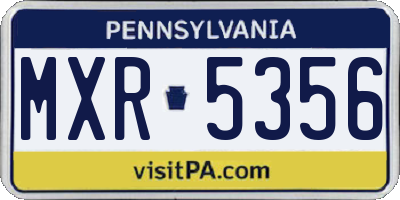PA license plate MXR5356