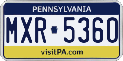 PA license plate MXR5360
