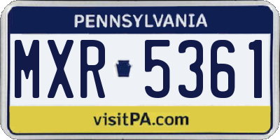 PA license plate MXR5361