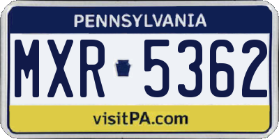 PA license plate MXR5362