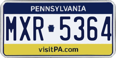 PA license plate MXR5364