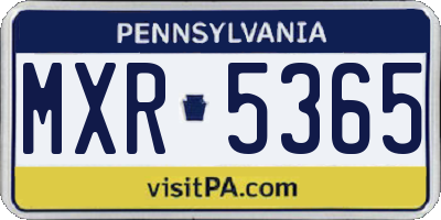 PA license plate MXR5365
