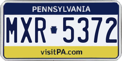 PA license plate MXR5372