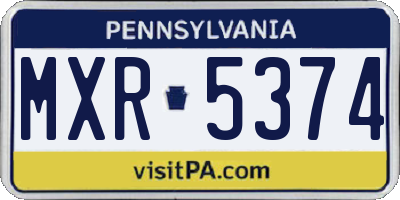 PA license plate MXR5374