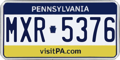 PA license plate MXR5376