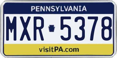 PA license plate MXR5378