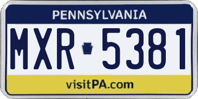 PA license plate MXR5381