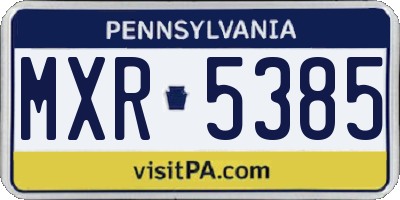 PA license plate MXR5385