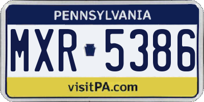 PA license plate MXR5386