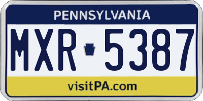 PA license plate MXR5387