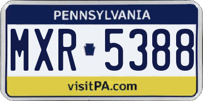 PA license plate MXR5388