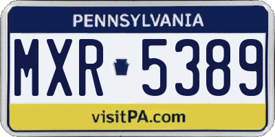 PA license plate MXR5389