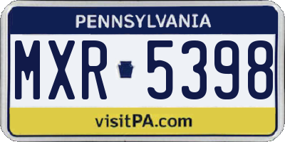 PA license plate MXR5398