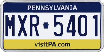 PA license plate MXR5401