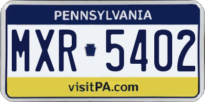 PA license plate MXR5402