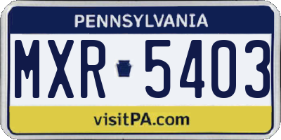 PA license plate MXR5403