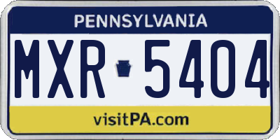 PA license plate MXR5404