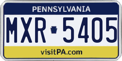 PA license plate MXR5405
