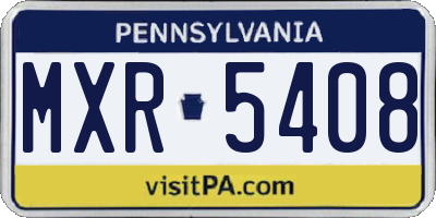 PA license plate MXR5408