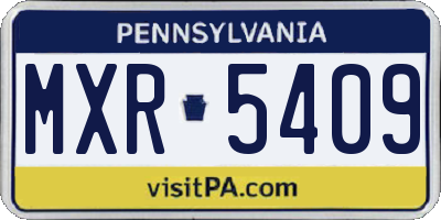 PA license plate MXR5409