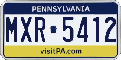 PA license plate MXR5412