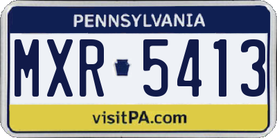 PA license plate MXR5413