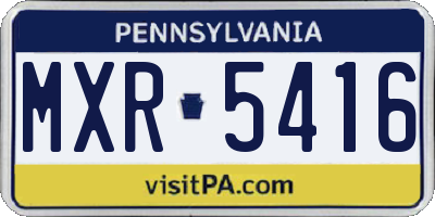 PA license plate MXR5416