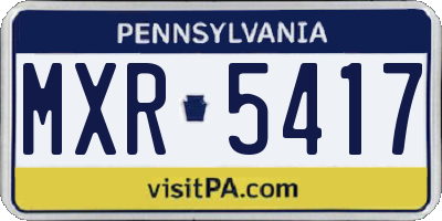 PA license plate MXR5417