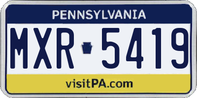 PA license plate MXR5419