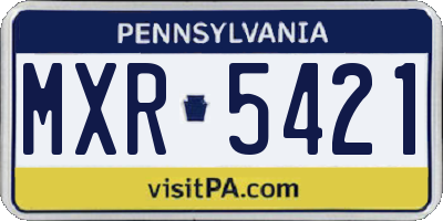 PA license plate MXR5421