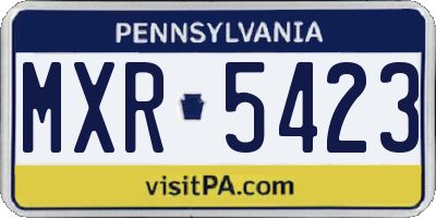 PA license plate MXR5423
