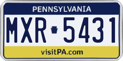 PA license plate MXR5431