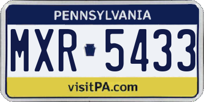 PA license plate MXR5433