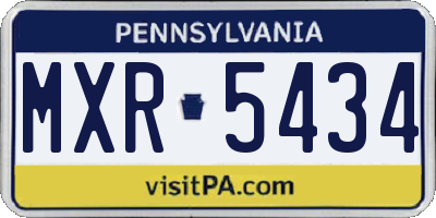 PA license plate MXR5434