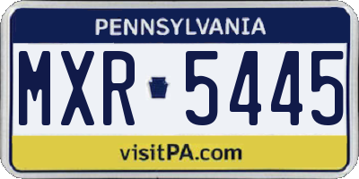 PA license plate MXR5445