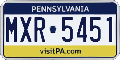 PA license plate MXR5451