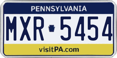 PA license plate MXR5454