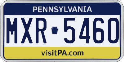 PA license plate MXR5460