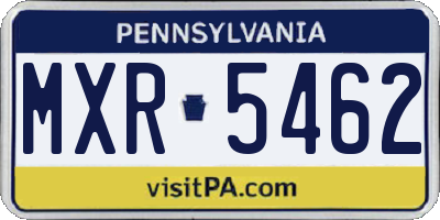 PA license plate MXR5462