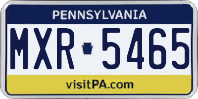 PA license plate MXR5465
