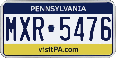 PA license plate MXR5476