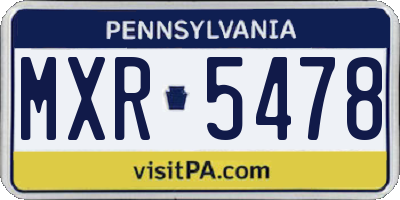 PA license plate MXR5478