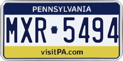 PA license plate MXR5494