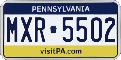 PA license plate MXR5502
